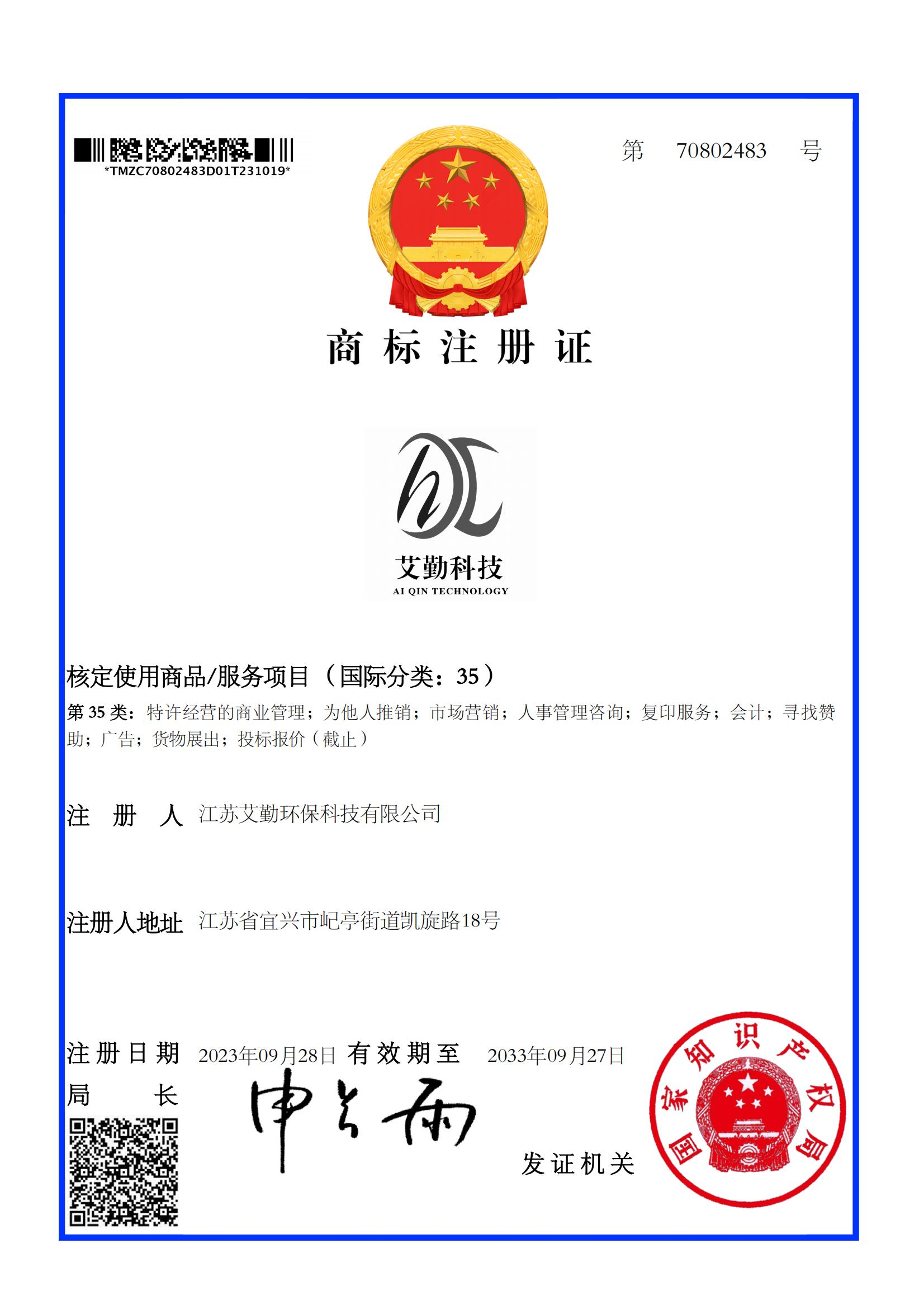 35 type of AIQIN TECHNOLOGY trademarks